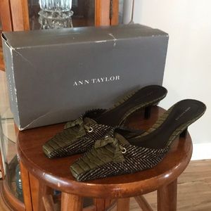 Ann Taylor leather tweed mules size 7